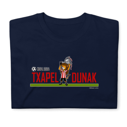 Camiseta azul Txapeldunak con diseño león Athletic