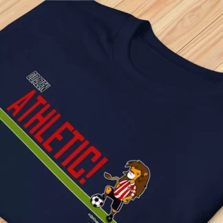 Camiseta azul Goazen Athletic con diseño león Athletic