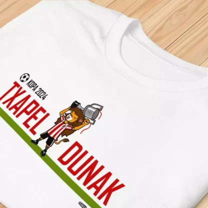 Camiseta blanca Txapeldunak con diseño león Athletic